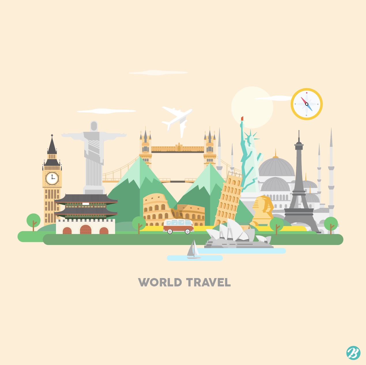 세계 여행 랜드마크 일러스트 Ai 다운로드 Download World Travel Landmark Vector - Urbanbrush