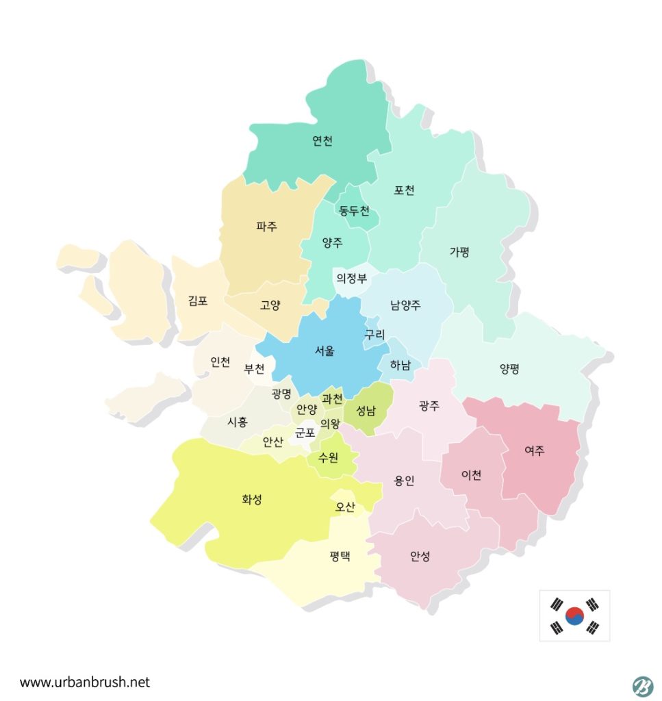 수도권 지도 색상버전