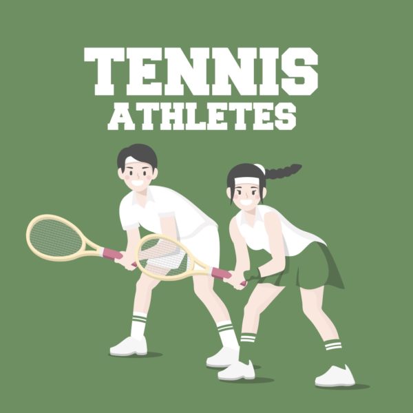 테니스 커플 캐릭터 일러스트 ai 다운로드 download Tennis Couple Characters