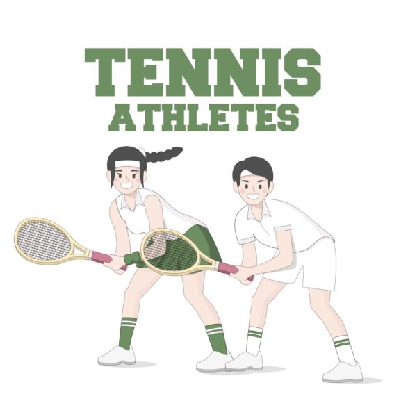 테니스 커플 캐릭터 (유선) 일러스트 ai 다운로드 download Tennis Couple Characters